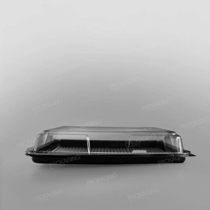 Clear Domed Lid For Plastic Rectangular Platter - Black Base - Image 6